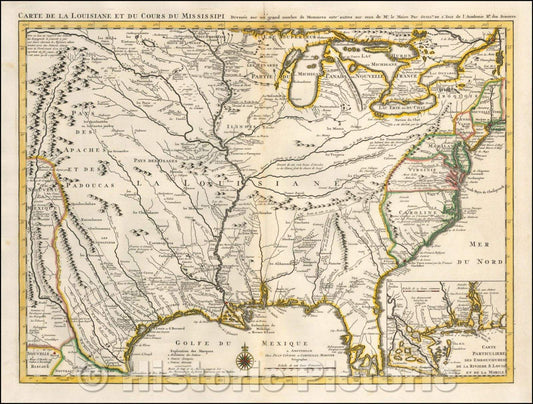 Historic Map - Carte De La Louisiane et du Cours du Mississipi Dressee sur un grand nombre de Memoirs entr' autres sur ceux de Mr. Le Maire, 1730 v2