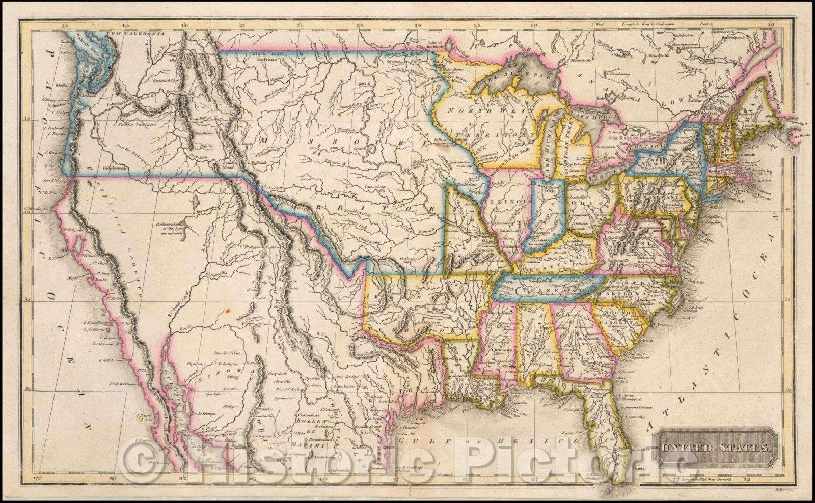 Historic Map - United States, 1820, Sidney Morse - Vintage Wall Art