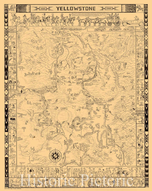 Yellowstone - Pictorial Map, 1931 | Historical Map Print