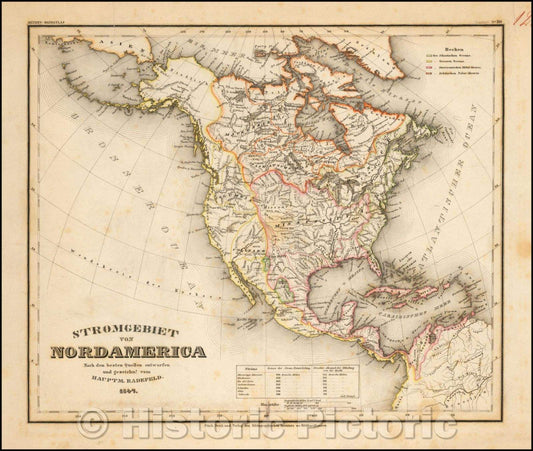 Historic Map - Stromgebiet von Nordamerica Nach den besten Quellen entworfen und gezeichnt. Vom Hauptm. Radefeld, 1847, Joseph Meyer v2