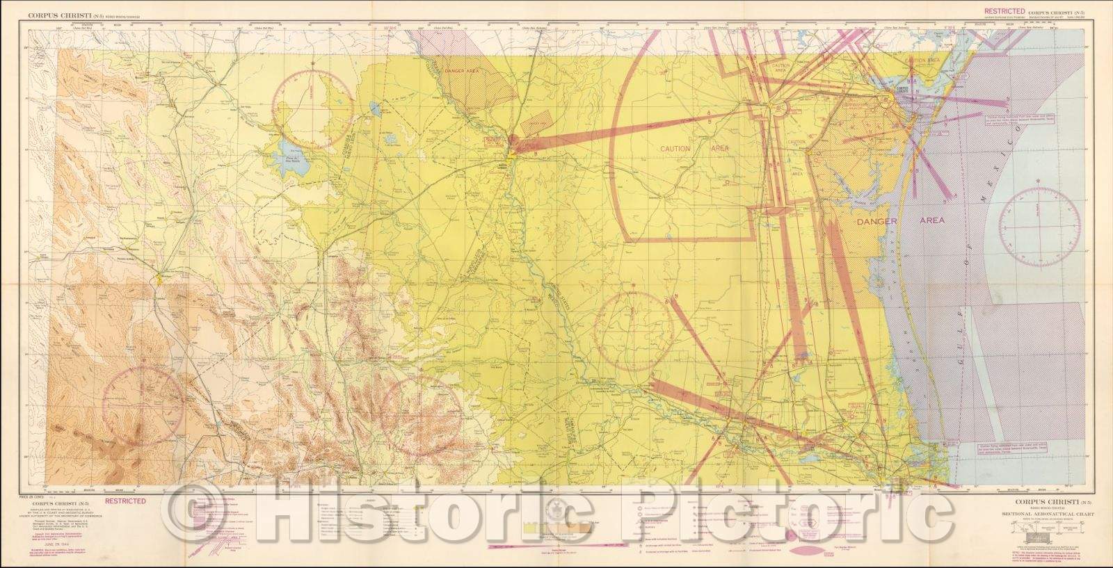 Historic Map - Corpus Christi, 1944, U.S. Coast & Geodetic Survey - Vintage Wall Art