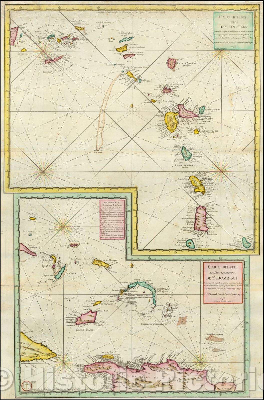 Historic Map - Carte Reduite Des Iles Antilles, 1775, Depot de la Marine v2
