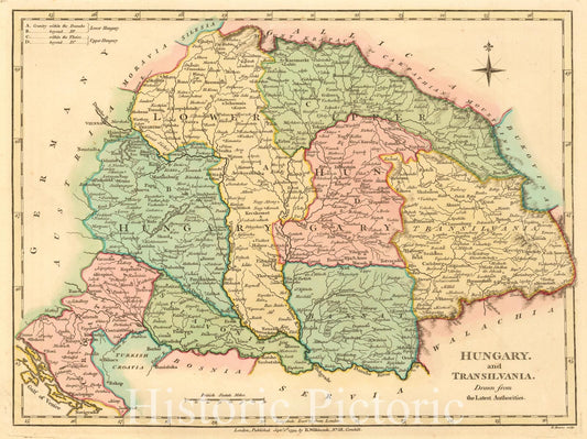 Hungary and Transylvania - Regional Map, 1794 | Historical Map Reproduction