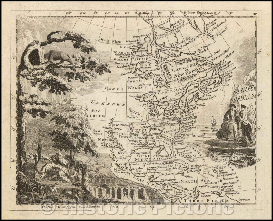 Historic Map - North America, 1785, John Walker - Vintage Wall Art