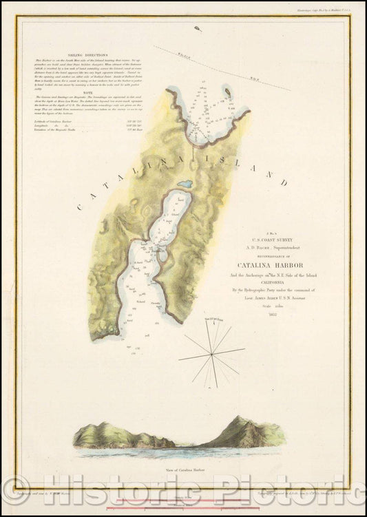 Historic Map - Reconnaissance of Catalina Harbor And the Anchorage on the NE Side of the Island, 1852, United States Coast Survey v2
