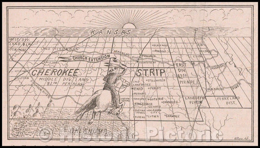 Historic Map - Cherokee Strip - Church Extension Christian Standard, 1900, Albers - Vintage Wall Art
