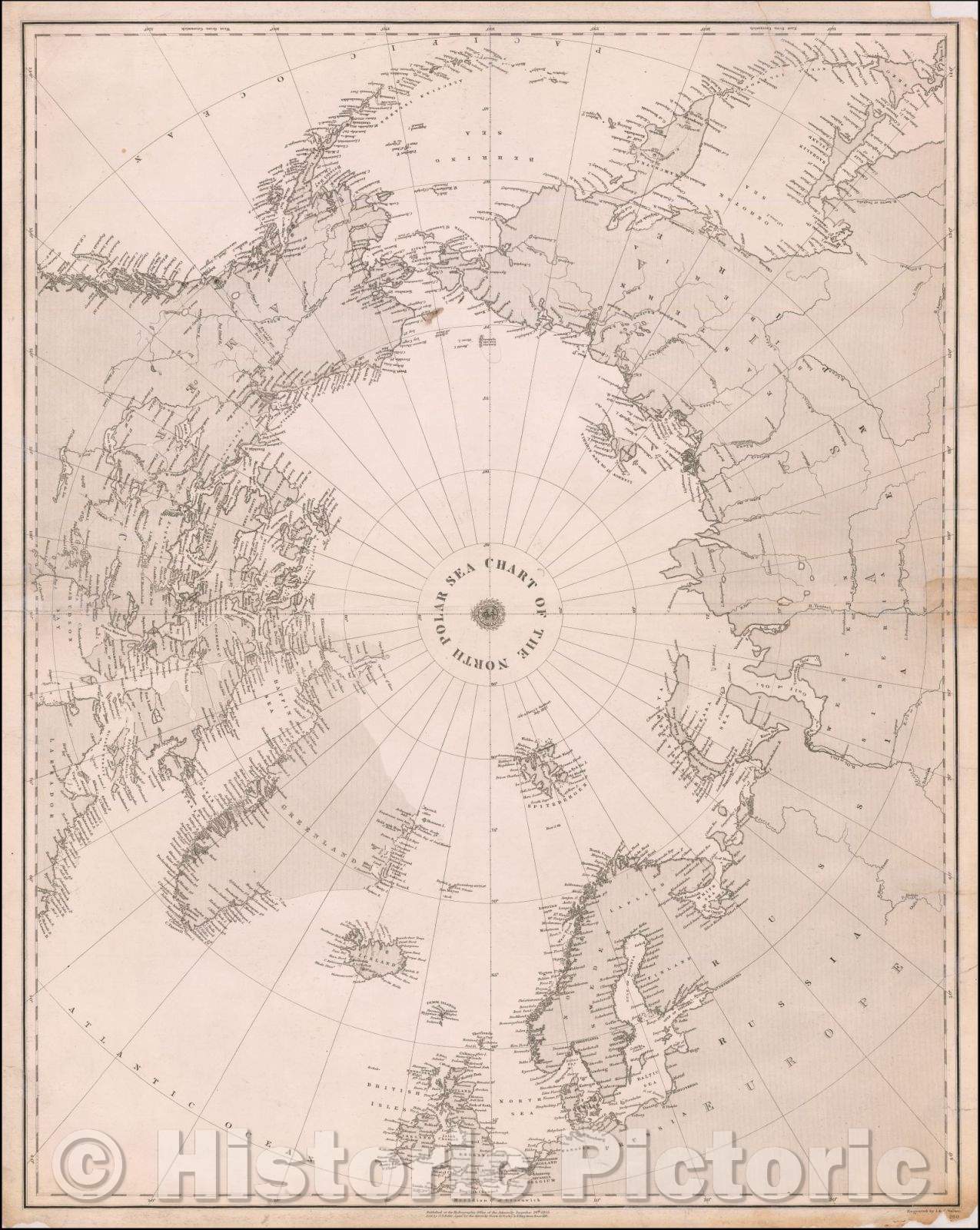 Historic Map - Chart of the North Polar Sea, 1855, British Admiralty - Vintage Wall Art