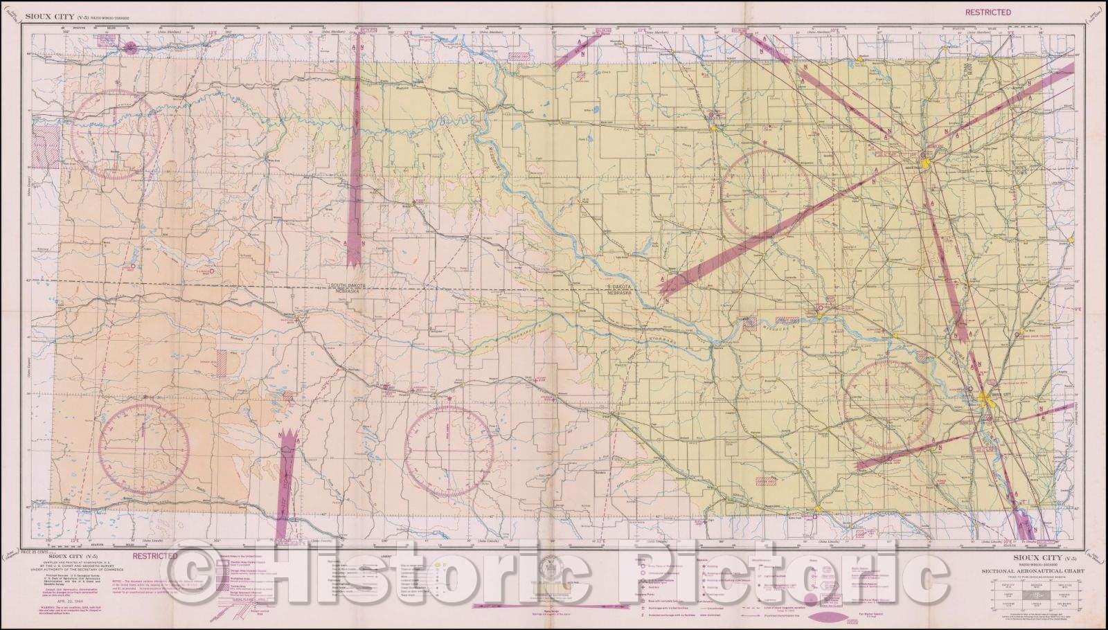 Historic Map - Sioux City, 1945, U.S. Coast & Geodetic Survey - Vintage Wall Art