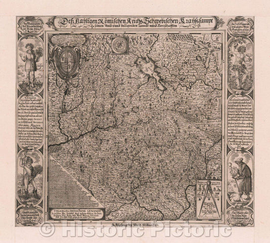 Historic Map - Des Hayligen R?mischen Reichs Schwebischen Krayss Sampt Seinen Umb unnd Inligenden Lanndt unnd Herrschaften/The Hayligen Roman Empire, 1623 - Vintage Wall Art