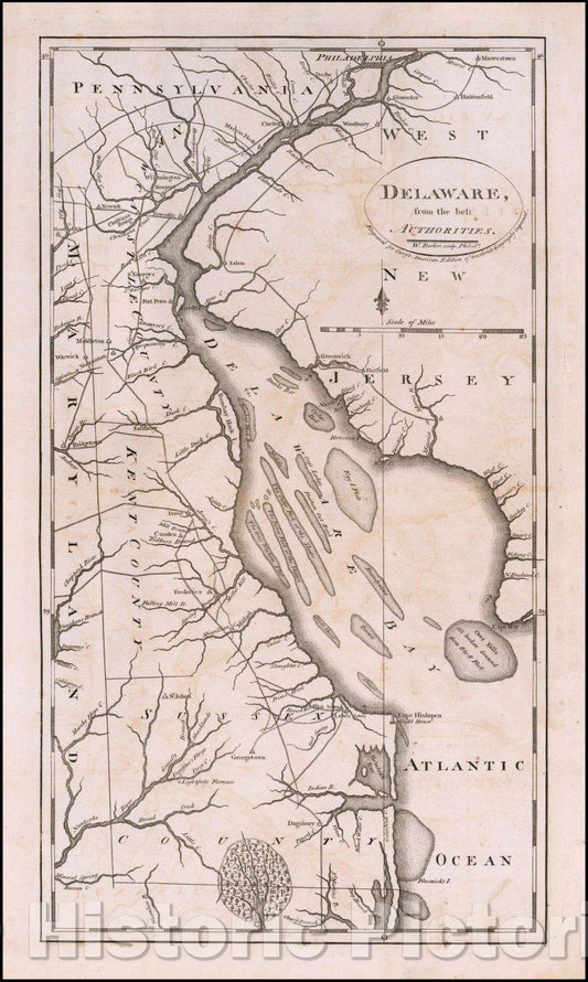 Historic Map - Delaware, from the best Authorities, 1795, Mathew Carey - Vintage Wall Art