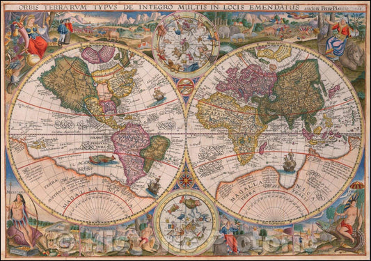 Historic Map - Orbis Terrarum Typus De Integro Multis In Locis Emendatus auctore Petro Plancio 1594, 1594, Petrus Plancius v2