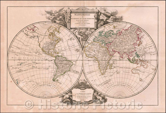 Historic Map - Mappemonde ou Description Du Globe Terrestre dressee sur les memoires les plus nouveaux, et assujettie aux observations astronomiques, 1752 v3