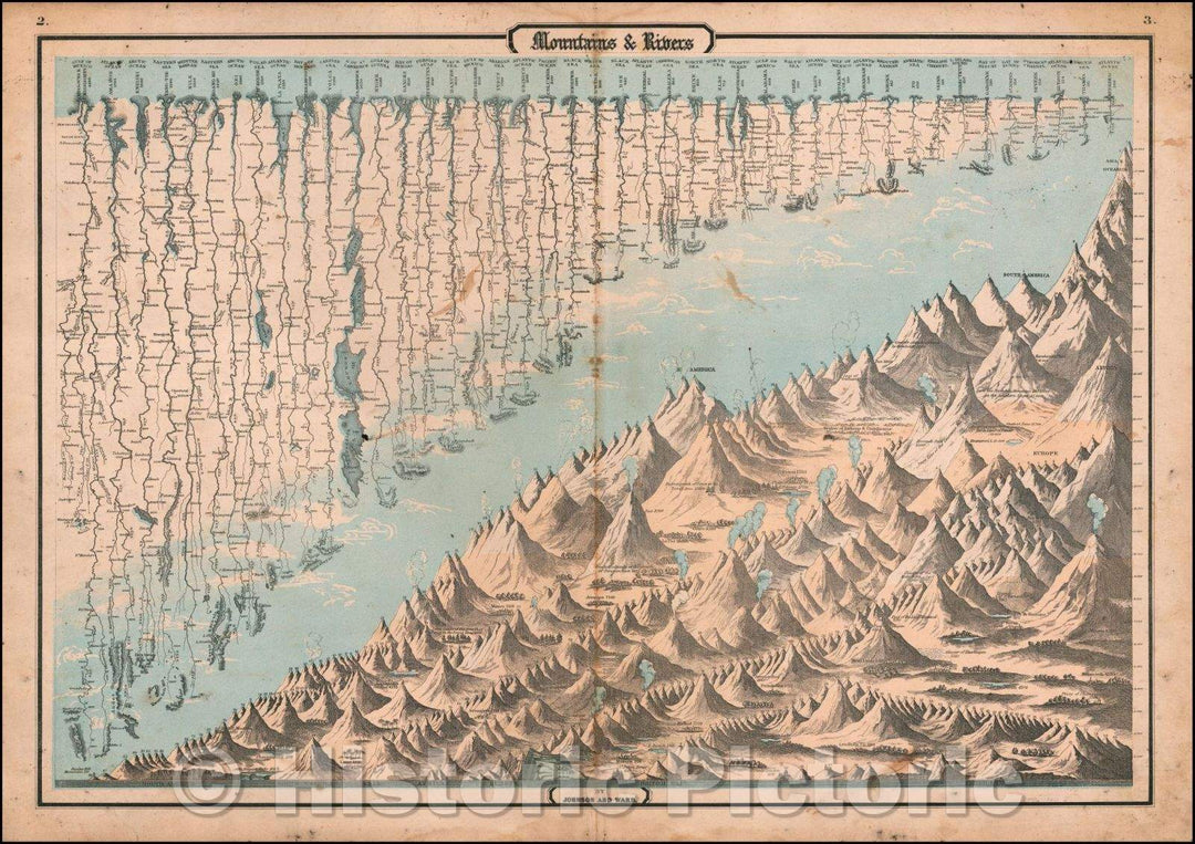 Historic Map - Mountains & Rivers, 1860, Benjamin P Ward v2
