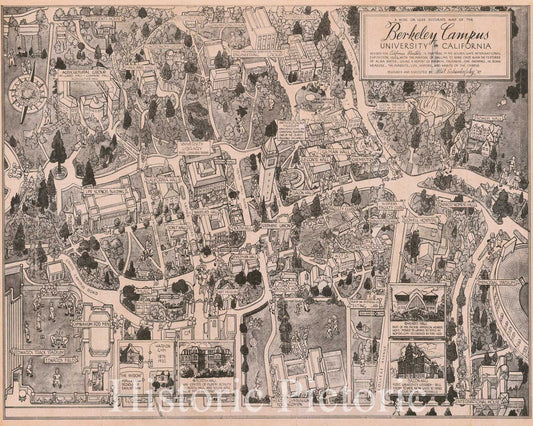 Berkeley Campus University of California 1939 - Historical Map Print