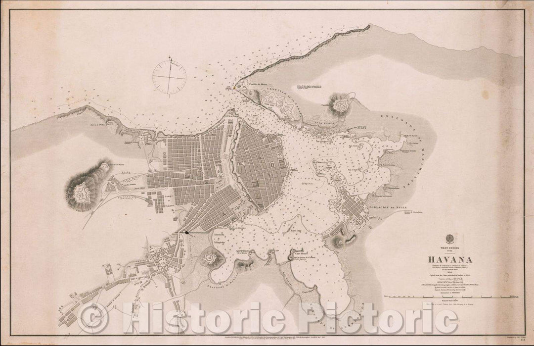 Historic Map - Havana Surveyed, 1863, British Admiralty - Vintage Wall Art
