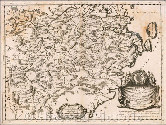 Historic Map - Chekiang, e Kinagsi, Provincie della China/Chekiang, and Kinagsi, Provinces of China, 1690, Johannes Blaeu - Vintage Wall Art