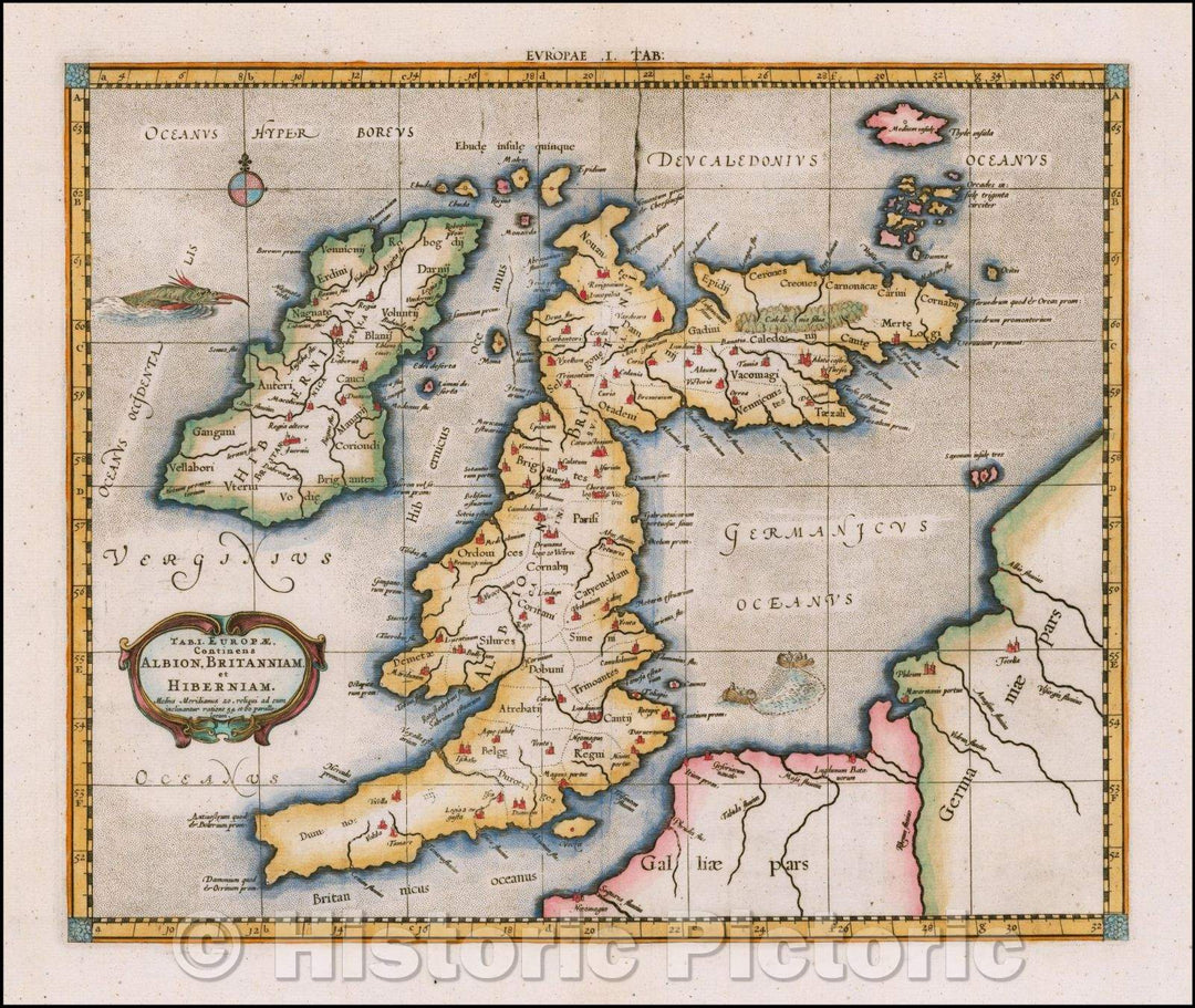 Historic Map - British Isles, Europae I Tab, 1578, Gerard Mercator - Vintage Wall Art