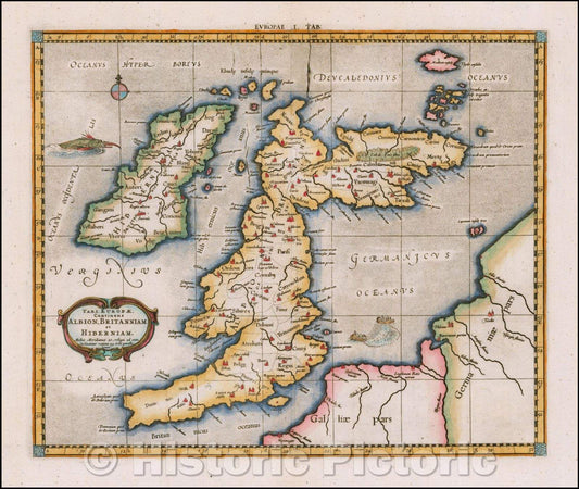 Historic Map - British Isles, Europae I Tab, 1578, Gerard Mercator - Vintage Wall Art