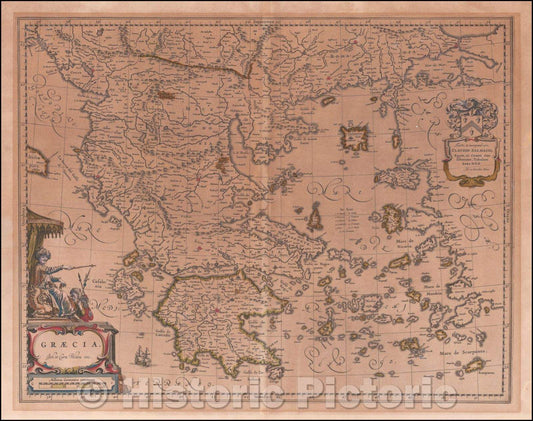 Historic Map - Graecia, 1645, Johannes et Cornelis Blaeu - Vintage Wall Art