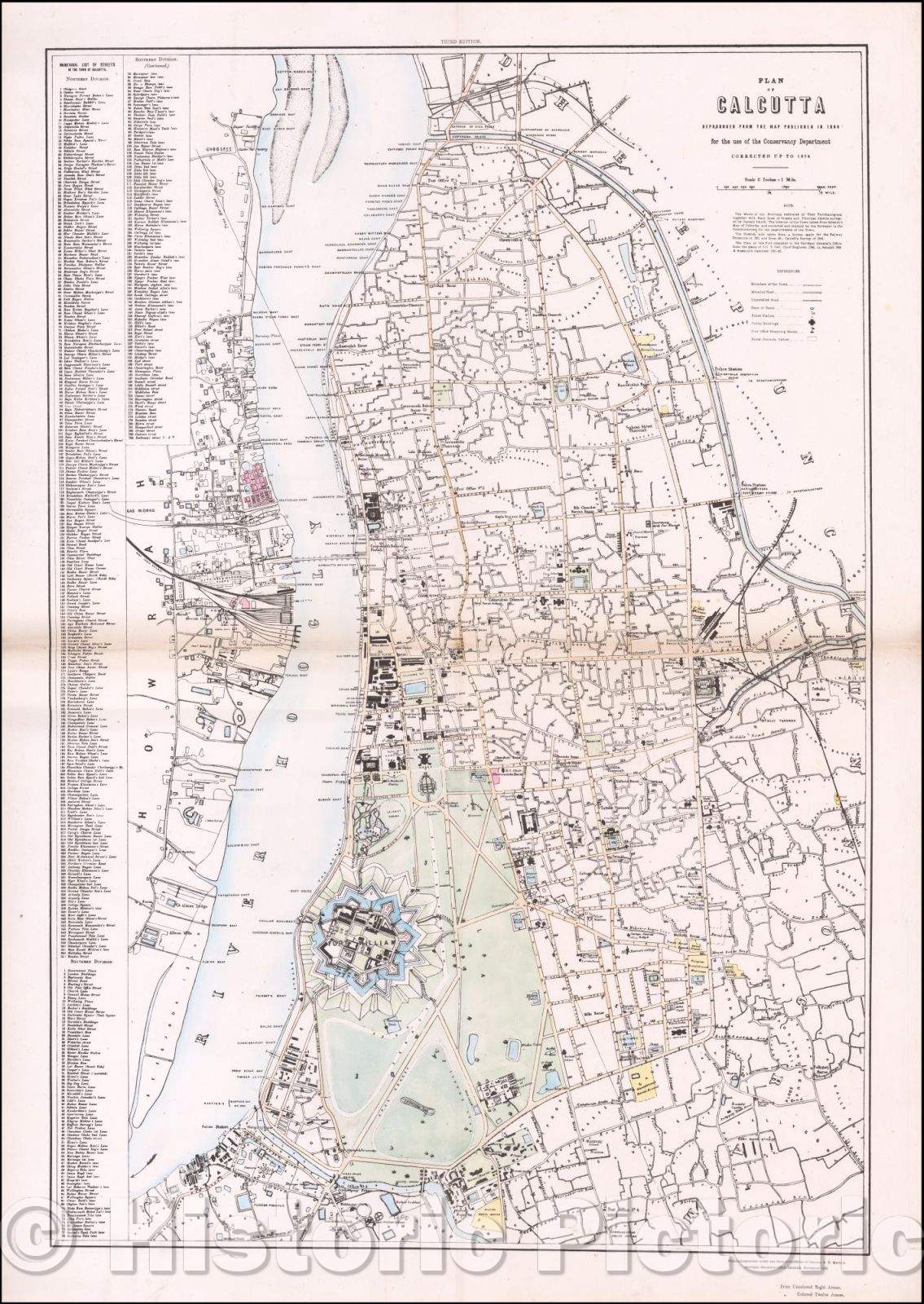 Historic Map - Plan of Calcutta Reproduced From The Map, 1874, Ralph Smyth - Vintage Wall Art