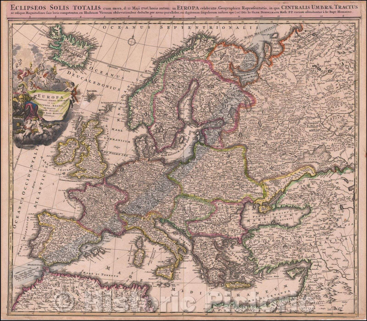 Historic Map - [Total Eclipse of 1706] Eclipseos Solis Totalis cum mora, d: 12 Maji 1706, 1706 - Vintage Wall Art