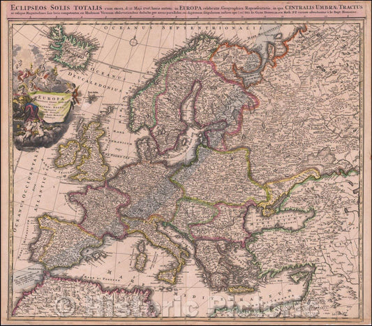Historic Map - [Total Eclipse of 1706] Eclipseos Solis Totalis cum mora, d: 12 Maji 1706, 1706 - Vintage Wall Art