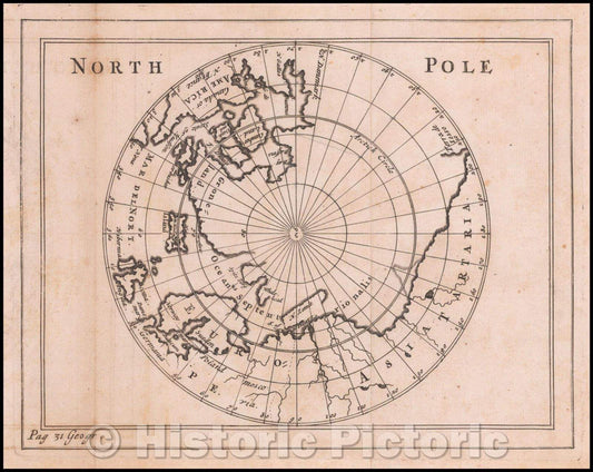 Historic Map - North Pole, 1681, Sir Jonas Moore - Vintage Wall Art