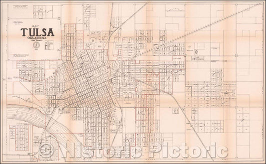 Historic Map - Map of Tulsa Oklahoma and Vicinity, 1915, United States GPO - Vintage Wall Art