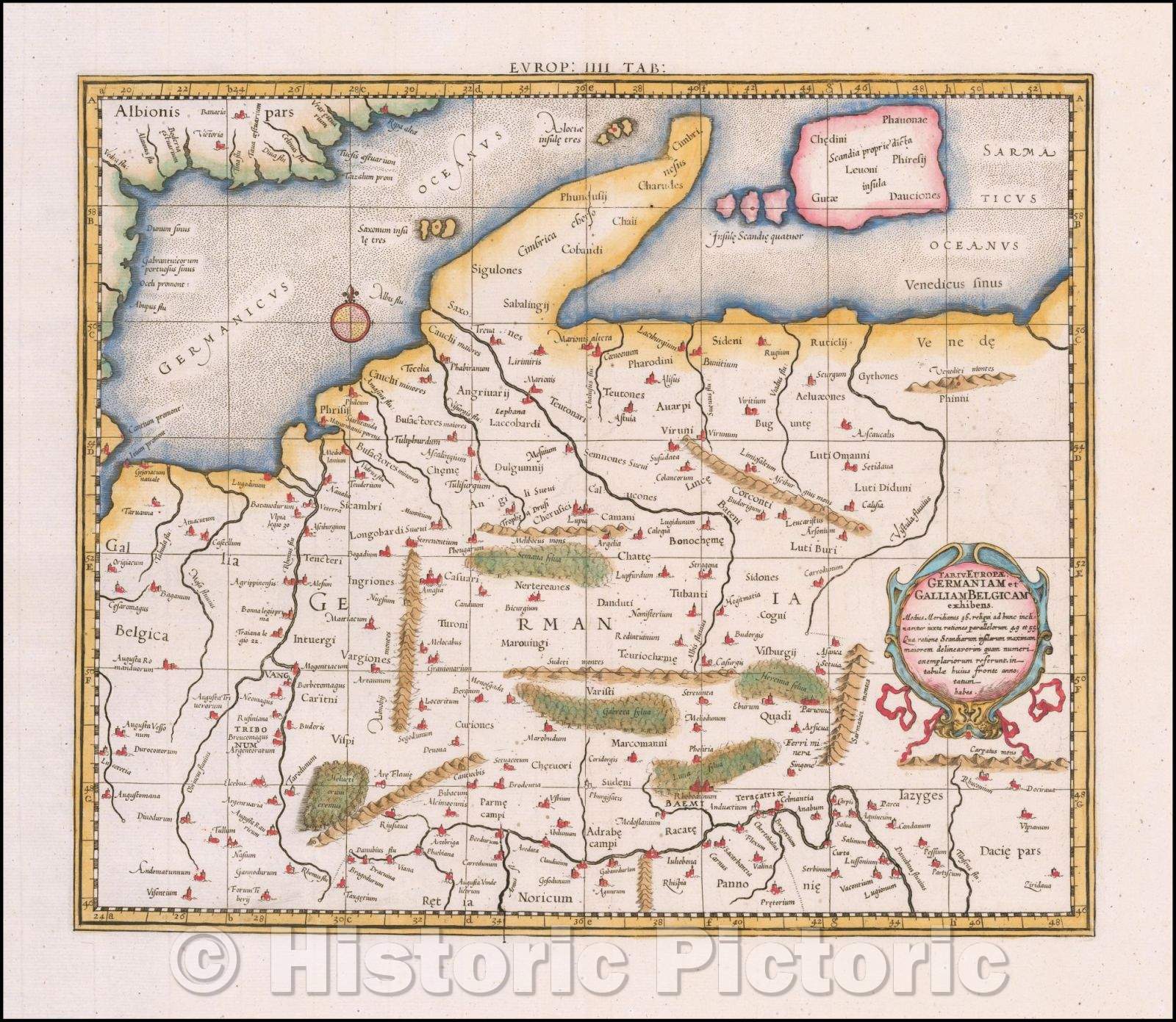Historic Map - Tab. IV Europae Germaniam et Galliam Belgicam Exhibens, 1578, Gerard Mercator - Vintage Wall Art