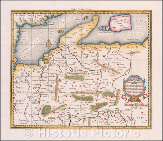 Historic Map - Tab. IV Europae Germaniam et Galliam Belgicam Exhibens, 1578, Gerard Mercator - Vintage Wall Art