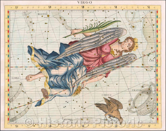 Historic Map - Virgo, 1728, John Flamsteed - Vintage Wall Art