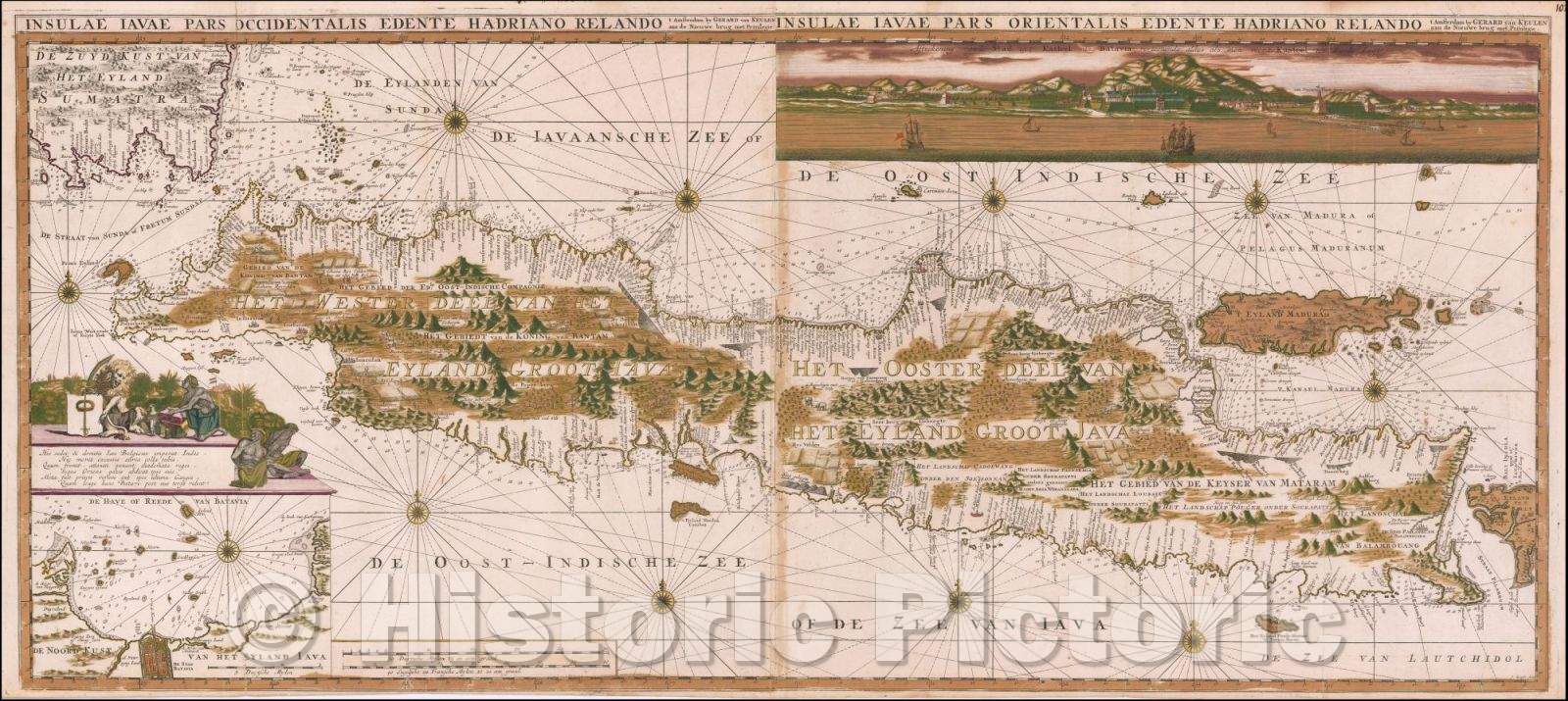 Historic Map - Insulae Iavae Pars Occidentalis Edente Hadriano Relando, 1753, Gerard Van Keulen - Vintage Wall Art