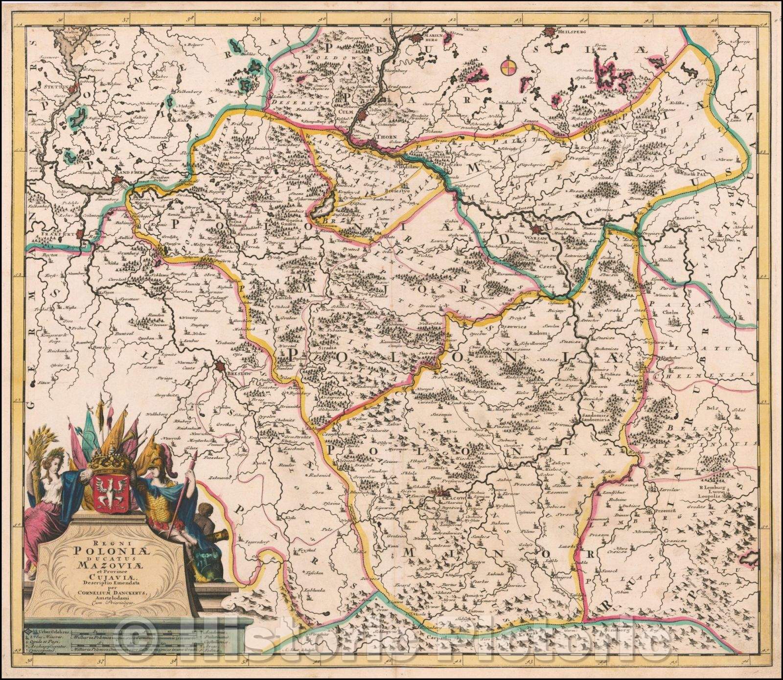 Historic Map - Regni Poloniae Ducatus Mazoviae et Province Cjuaviae, Descriptio Emendata :: Duchy of Jan and Mazoviae Province Cjuaviae, 1695 - Vintage Wall Art