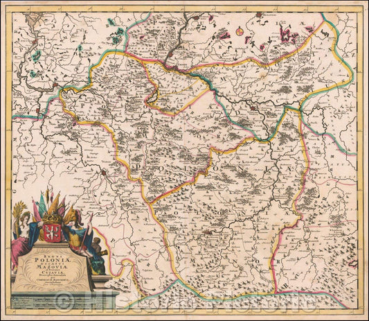 Historic Map - Regni Poloniae Ducatus Mazoviae et Province Cjuaviae, Descriptio Emendata :: Duchy of Jan and Mazoviae Province Cjuaviae, 1695 - Vintage Wall Art