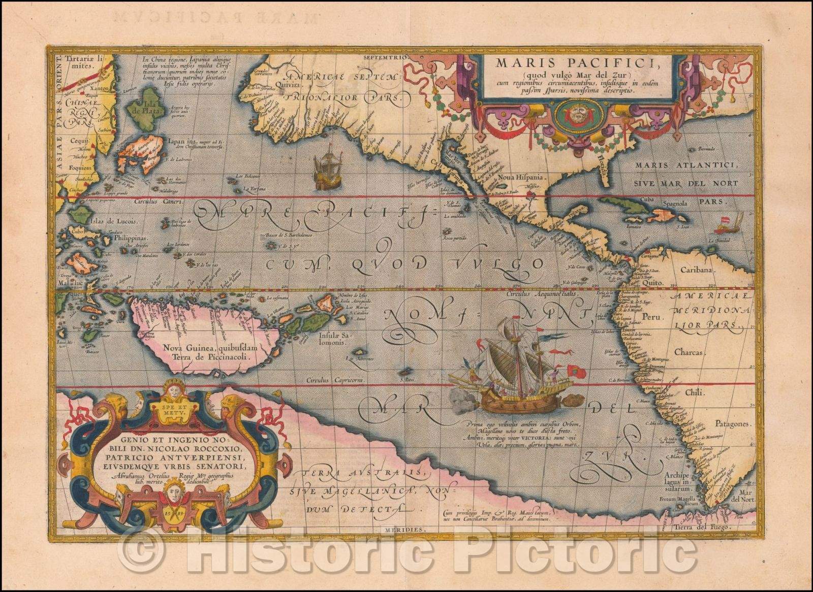 Historic Map - Maris Pacifici quod vulgo Mar del Zud, 1603, Abraham Ortelius v2