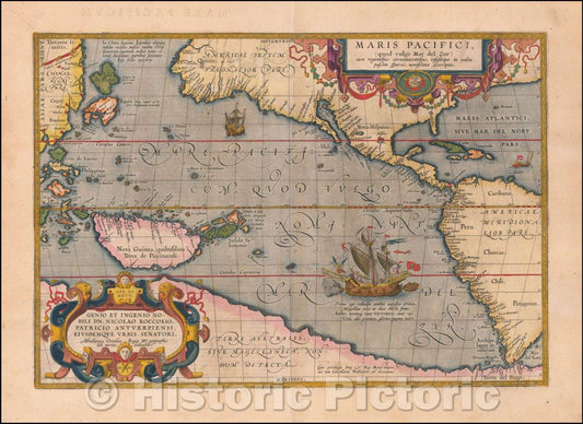 Historic Map - Maris Pacifici quod vulgo Mar del Zud, 1603, Abraham Ortelius v2