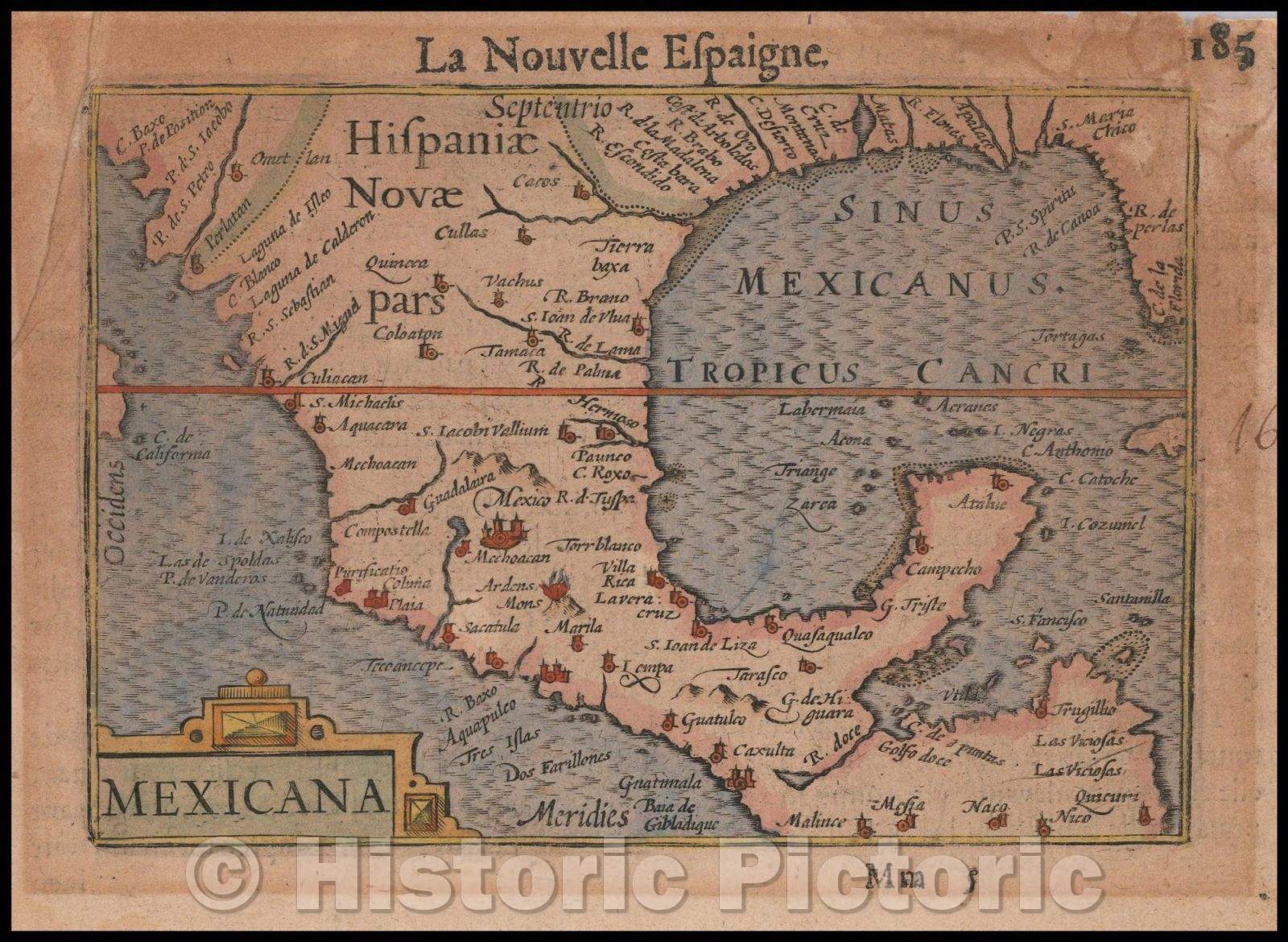 Historic Map - Mexicana, 1600, Petrus Bertius - Vintage Wall Art