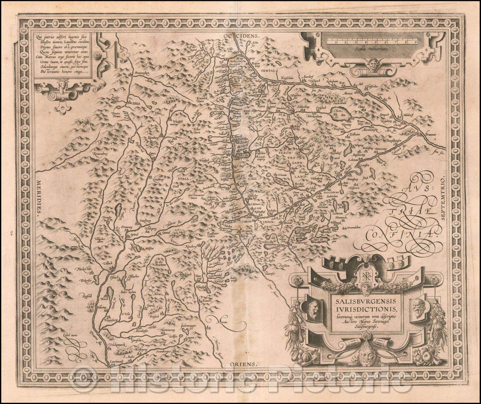 Historic Map - Salisburgensis Jurisdictionis locorumque vicinorum vera descriptio, 1603, Abraham Ortelius - Vintage Wall Art