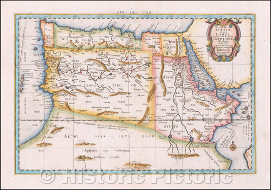 Historic Map - Tab. IIII. Africae, in qua Lybia Interior et Exterior Aethiopia Sub Aegypto et Interior, 1578, Gerard Mercator - Vintage Wall Art