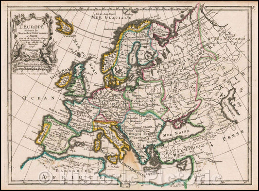 Historic Map - L'Europe Suivant les Nouvelles Observations, 1746, George Louis Le Rouge - Vintage Wall Art