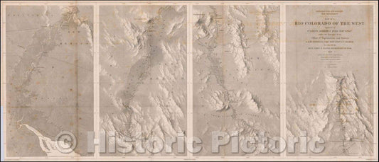 Historic Map - Map No. 1. Rio Colorado of the West explored, 1858, Joseph C. Ives - Vintage Wall Art