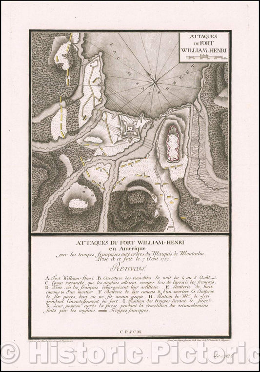 Historic Map - Attaques Du Fort William-Henri, 1789, Lieut Therbu - Vintage Wall Art