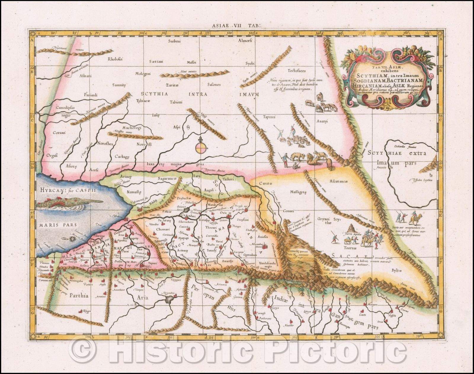 Historic Map - (Kazakhstan, Uzbekistan, Turkmenistan, Afghanistan, Iran) Tab. VII. exhibe, 1698 - Vintage Wall Art