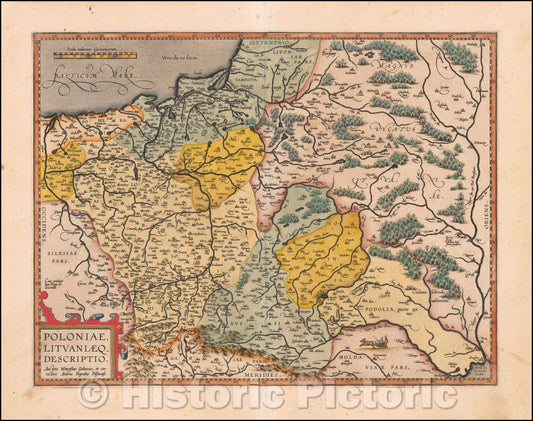 Historic Map - Poloniae Lituaniaeq. Descriptio. Auctore Wencelsao Godreccio; et cor:recgtore Andrea Pograbio Pilsnesi, 1598, Abraham Ortelius - Vintage Wall Art