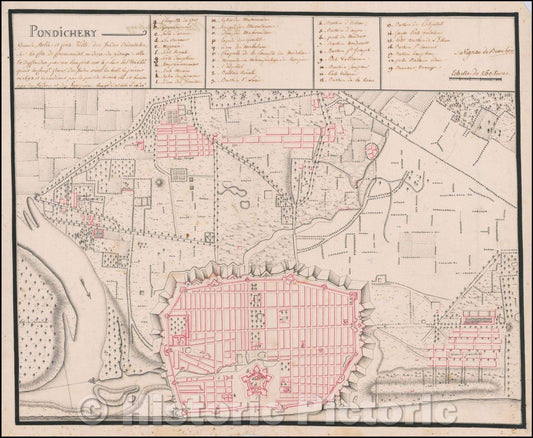 Historic Map - Grande, belle et forte Ville des Indes Orientales, sur la c?e de Corommdel :: East India, on the coast of Corommdel, on this side of the Ganges, 1763 - Vintage Wall Art