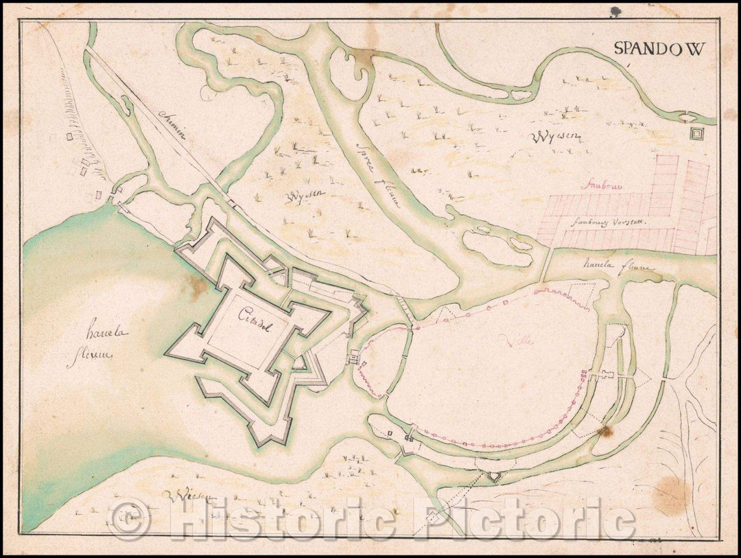 Historic Map - [Spandau] Spandow/Map of the fortifications around Spandau, Havel and Spree Rivers, 1806, Anonymous - Vintage Wall Art