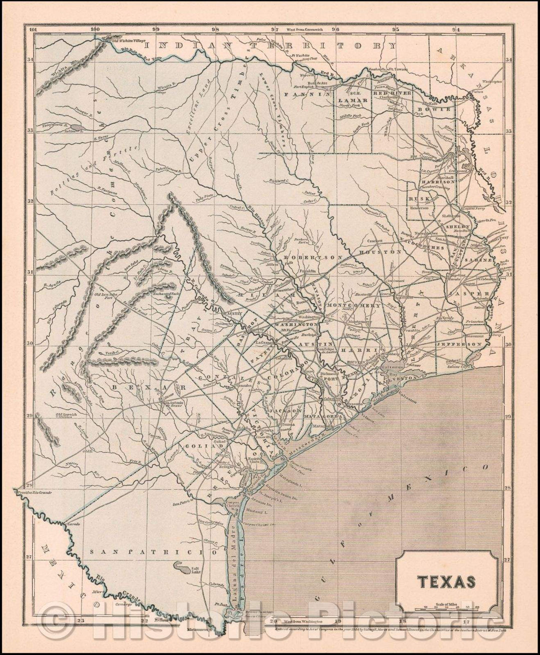 Historic Map - Texas (Republic of Texas!), 1844, Sidney Morse v2