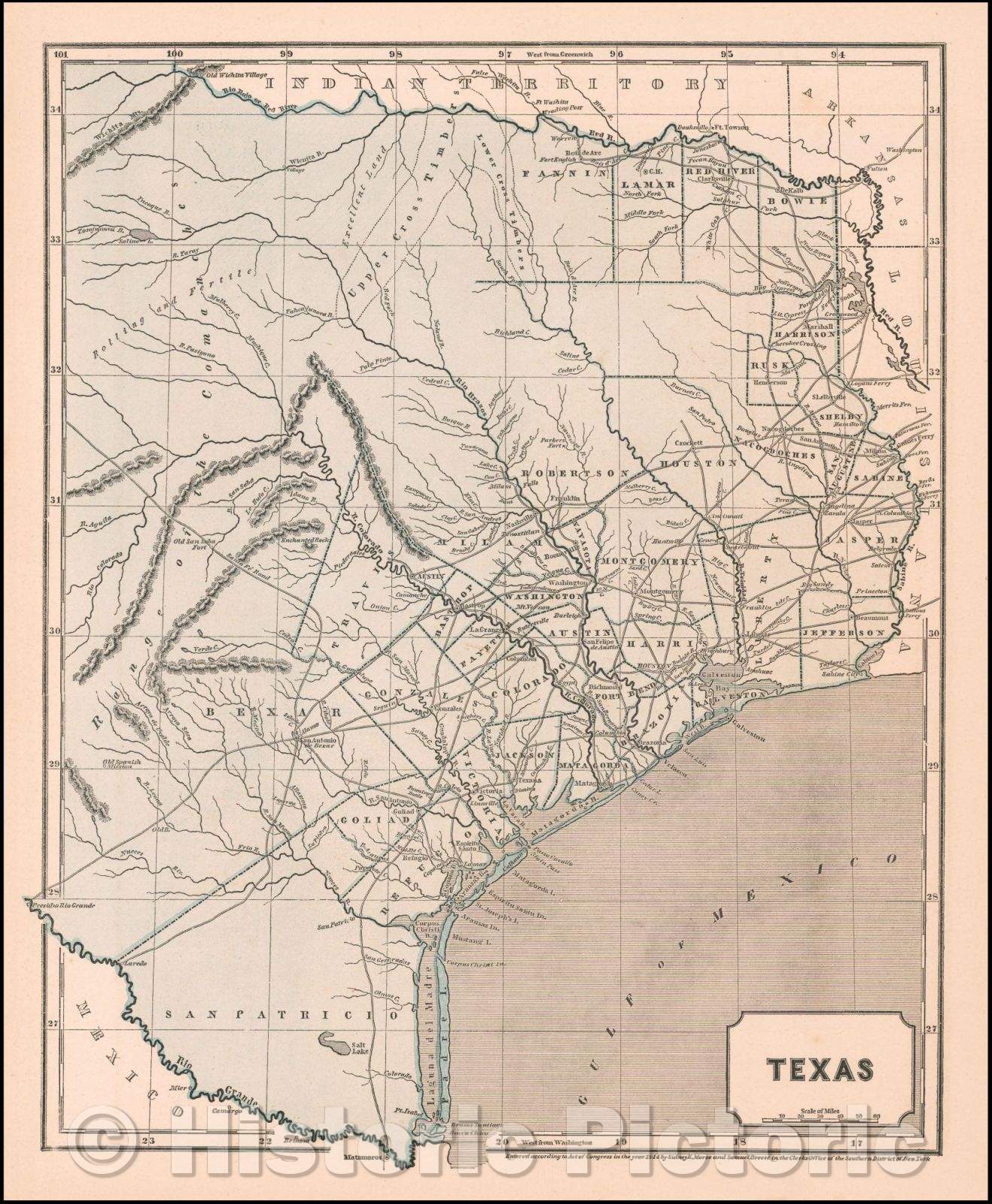 Historic Map - Texas (Republic of Texas!), 1844, Sidney Morse v2