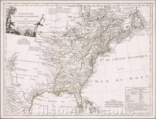 Historic Map - Etats-Unis De L'Amerique Septentrionale Avec Les Isles Royale, De Terre Neuve, De St. Jean, L'Acadie, 1785, Charles Francois Delamarche - Vintage Wall Art