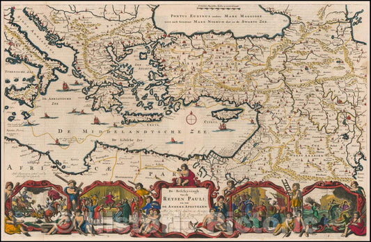 Historic Map - De Beschryvingh Van de Reysen Pauli en Van de Andere Apostelen Met des Selss Landen en Koenignrijke daer Sy het Evangelium, 1695 v4